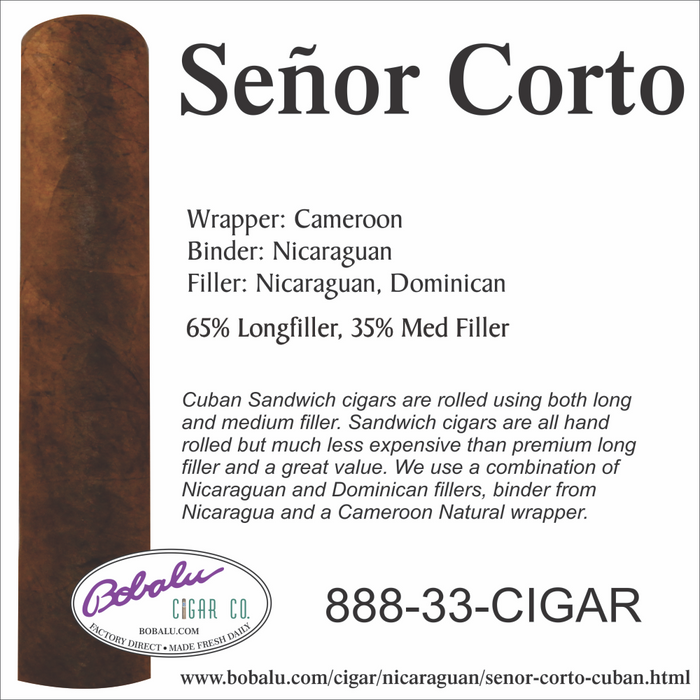 Cuban Sandwich - Senor Corto Label - Value Cigars - Mixed Filler