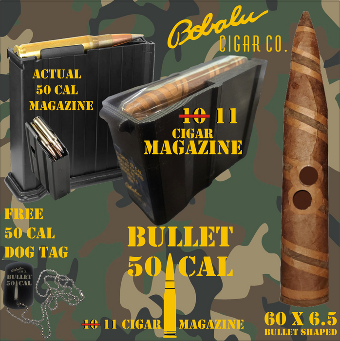Bobalu 50 Cal cigar magazine loaded with 11 cigars