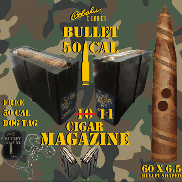 Bobalu 50 Cal cigar magazine loaded with 11 cigars