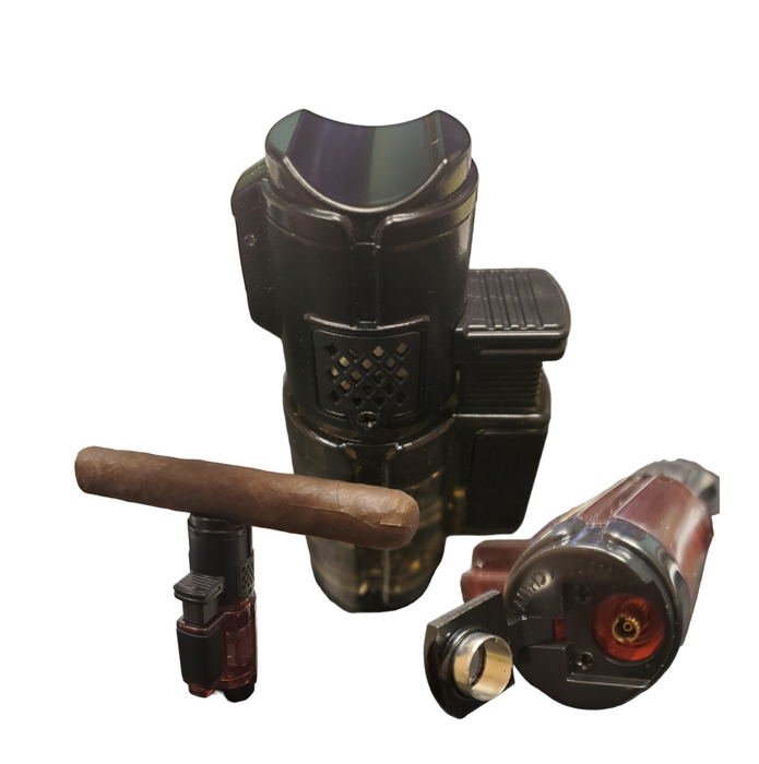 Cigar Rest 3 Flame Jet Torch Cigar Lighter with punch