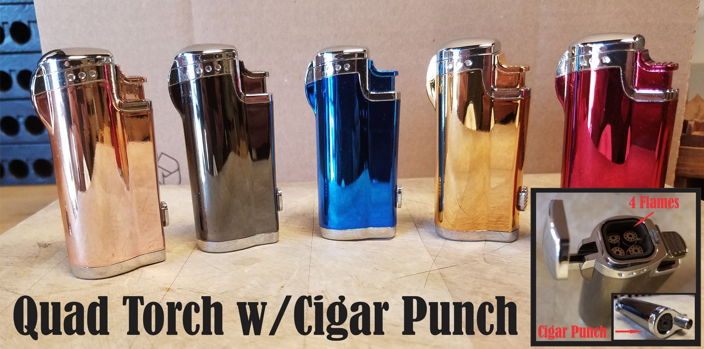 Quad Torch w-cigar punch Mirror finish (colors may vary)